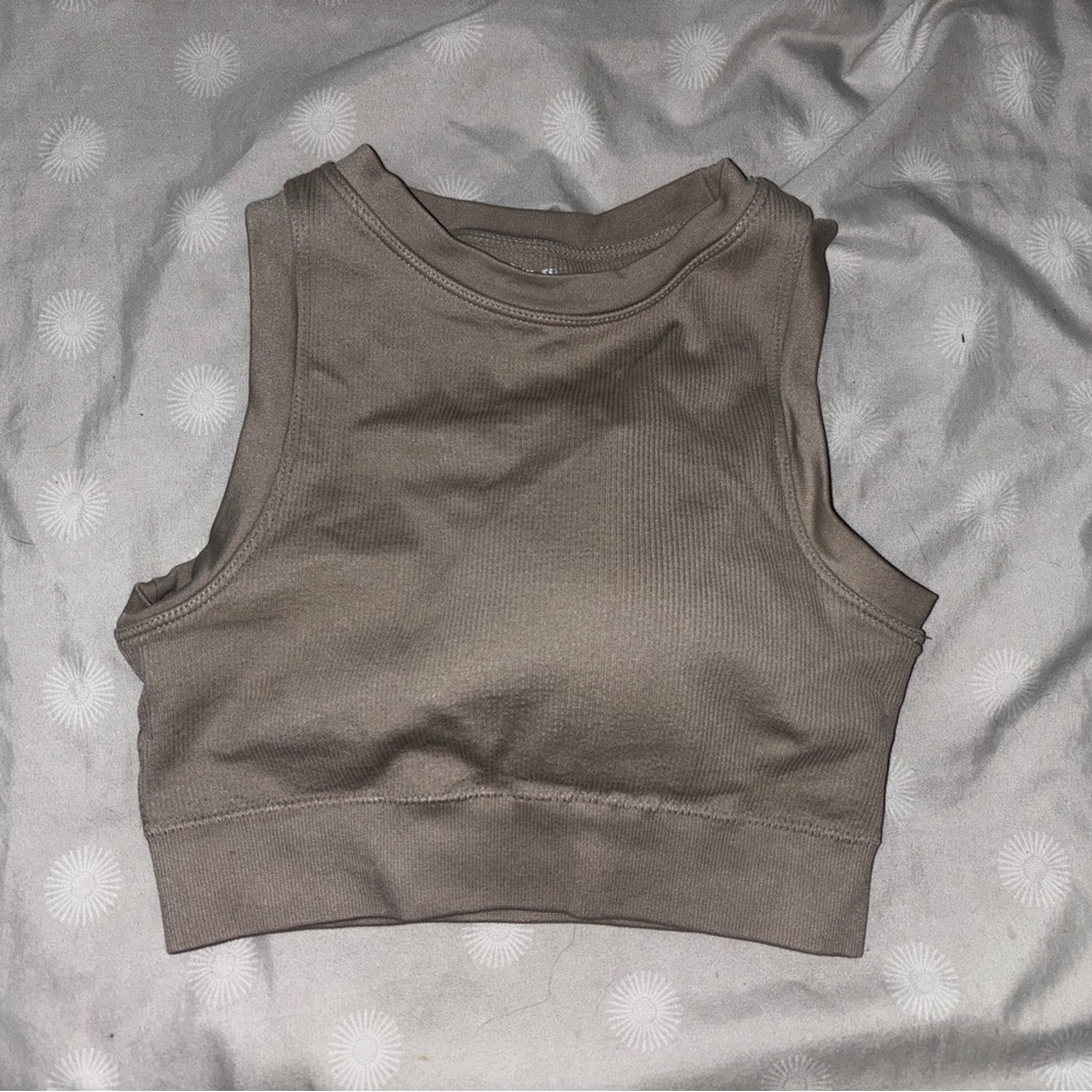 Women's Tan Sports Crop Top